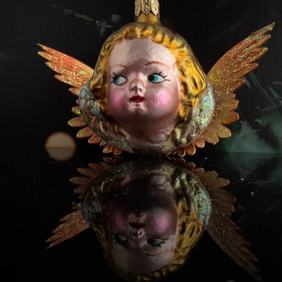 Christopher Radko Angel Head with Wings Glass Ornament Retired - Picture 6 of 7